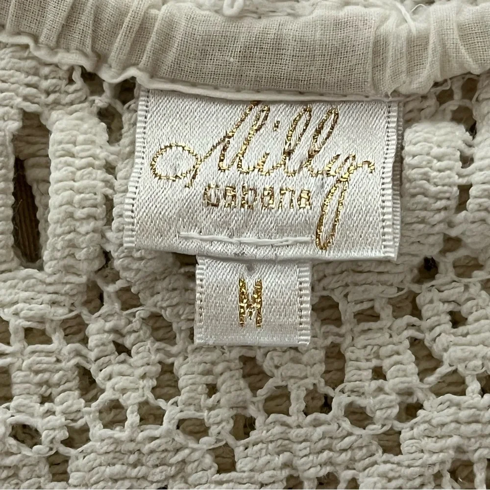 Milly Cabana Crochet Mini Dress Deep V-Neck Cream Unlined Bohemian Size‎ Medium